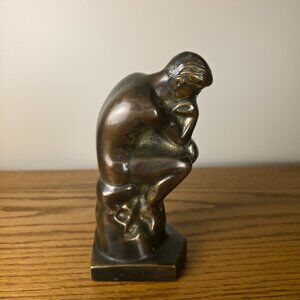 Vintage Cast Bronze “The Thinker” Sculpture – 19 cm Figurative Art Statue